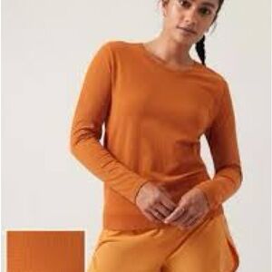 Athleta Orange Long Sleeve Athletic Top